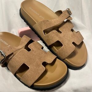 Madden Girl Brown Slide Sandals